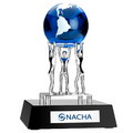 Synergy Cobalt Globe Award w/ 3 Chrome Figures